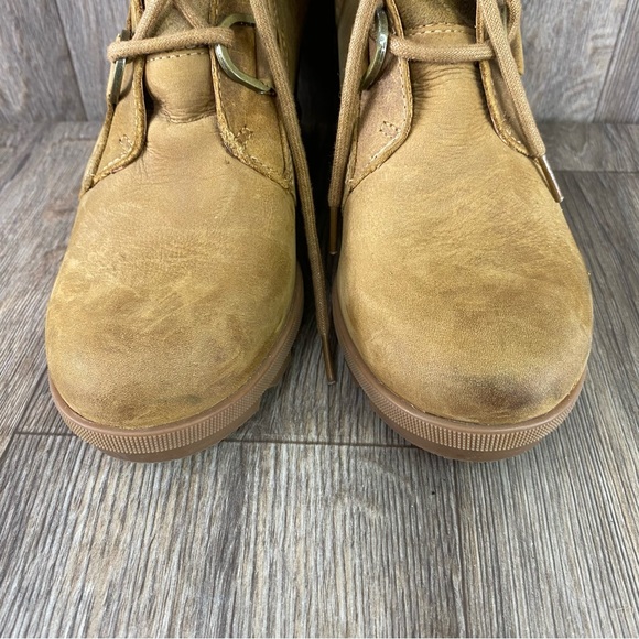 Sorel Joan of Artic Wedge lll W 8 Brown Buckle Lace Up Suede Bootie Distressed - Picture 5 of 8